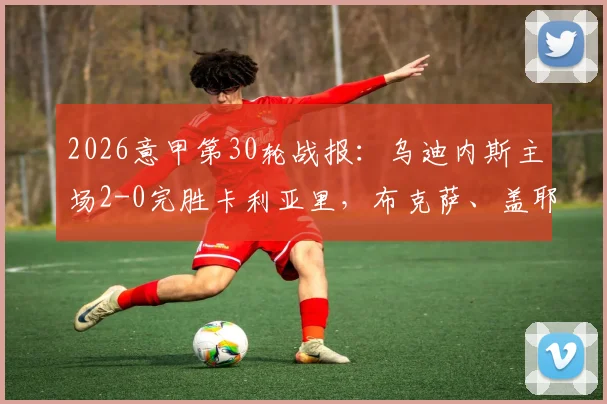 2026意甲第30轮战报:乌迪内斯主场2-0完胜卡利亚里,布克萨、盖耶建功,关键数据深度解读